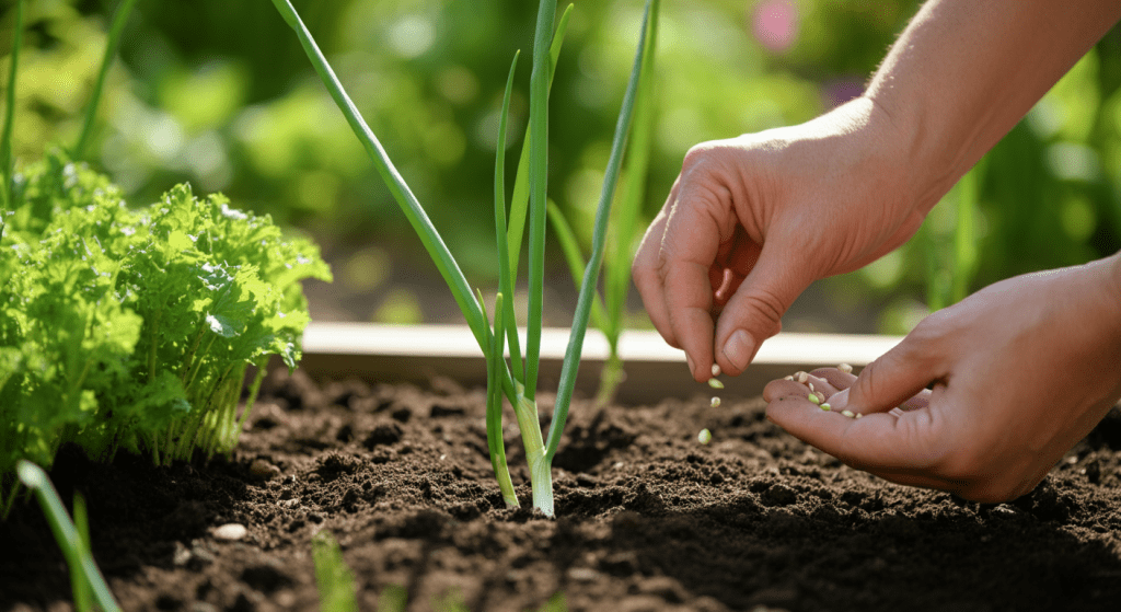Plantando cebolinha por sementes